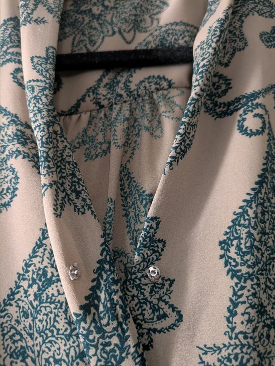 Pleione Paisley Surplice Blouse – Size S – Draped Front, Long Sleeve - Picture 3 of 3